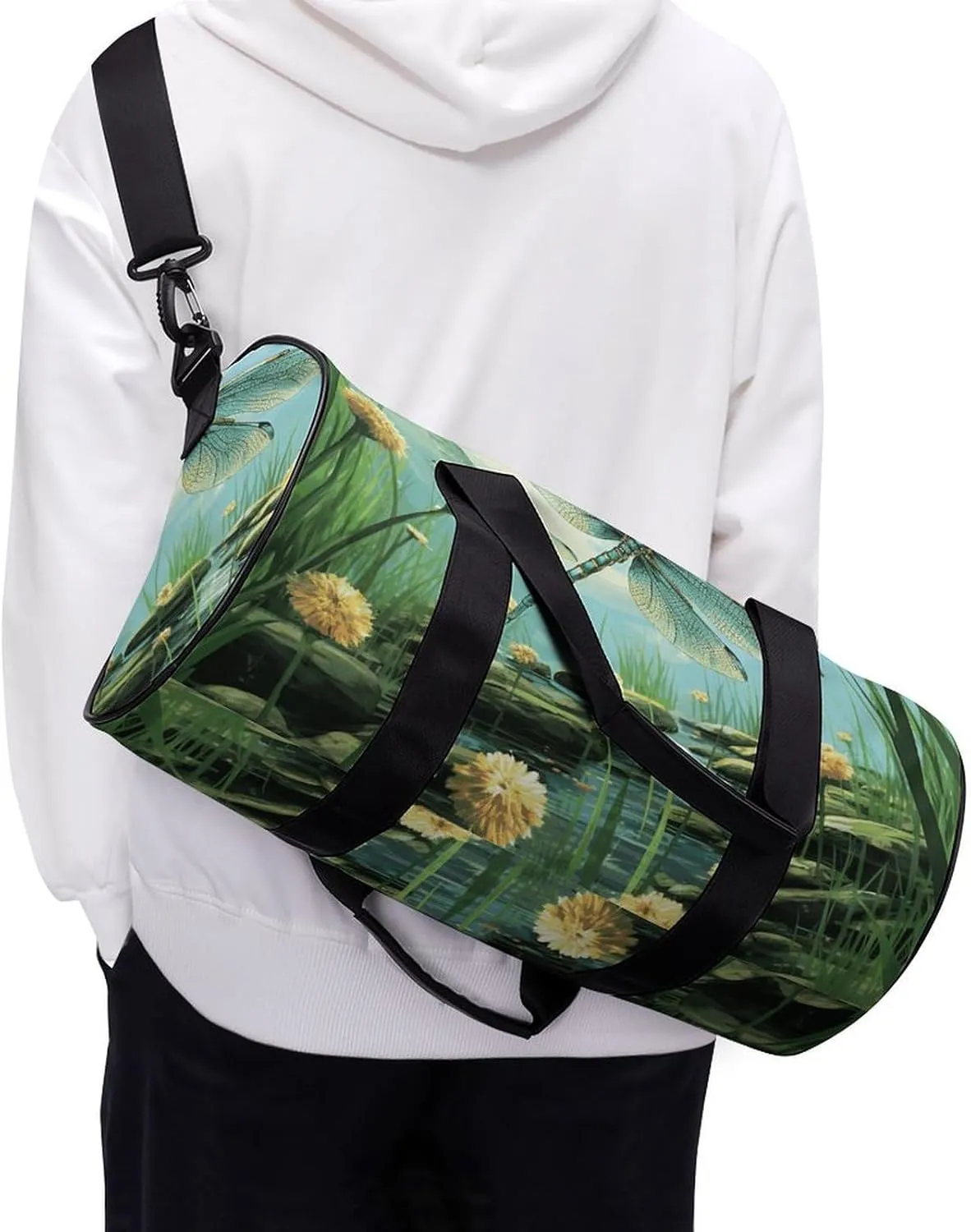Gym Bag for Men Women Dragonflies in Flight Duffel Bag Overnight Bag with Compartment Gym Sackpac