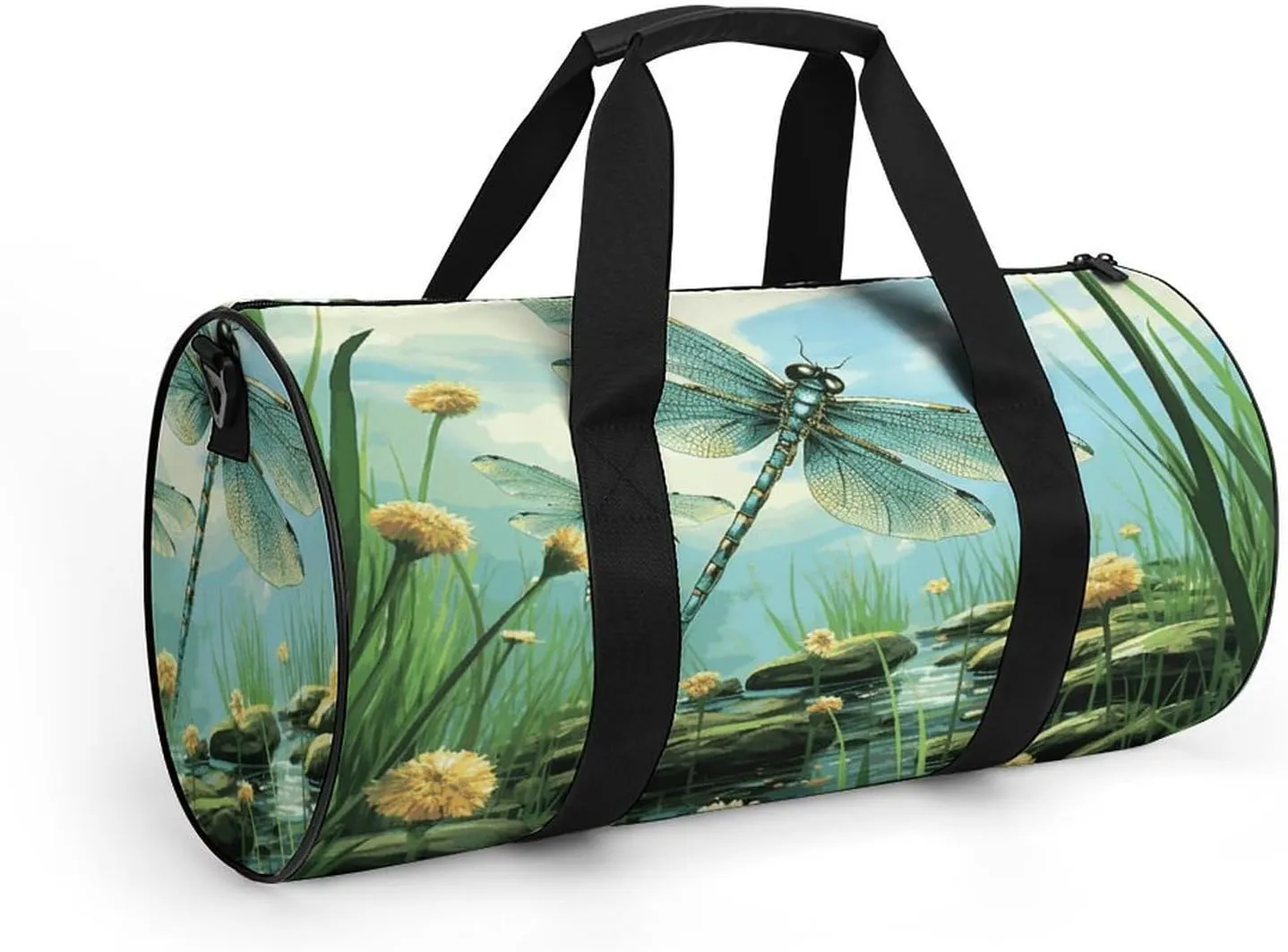 Gym Bag for Men Women Dragonflies in Flight Duffel Bag Overnight Bag with Compartment Gym Sackpac