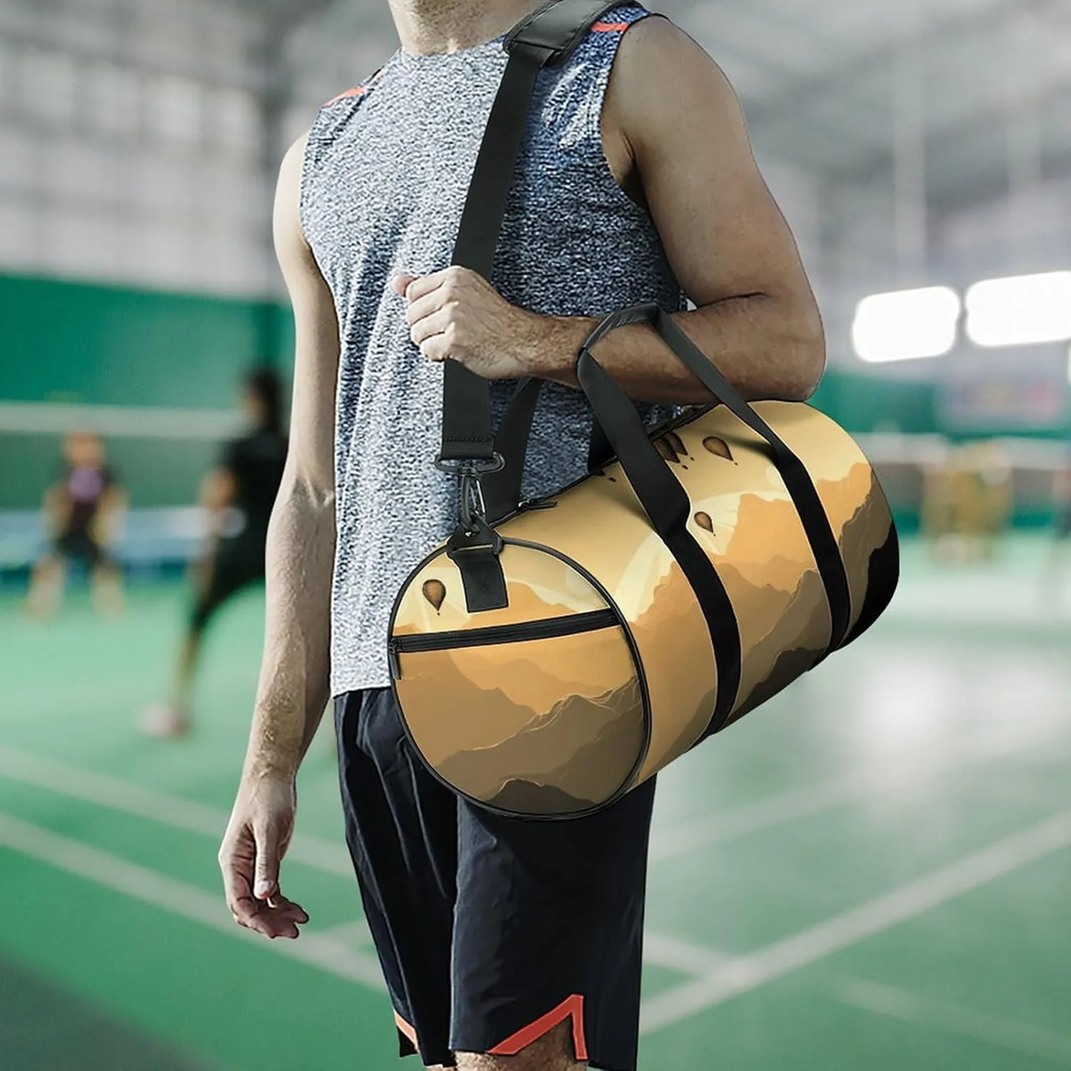 Gym Bag for Men Women Flying over The Mountains Duffel Bag Overnight Bag with Compartment Gym Sackpac