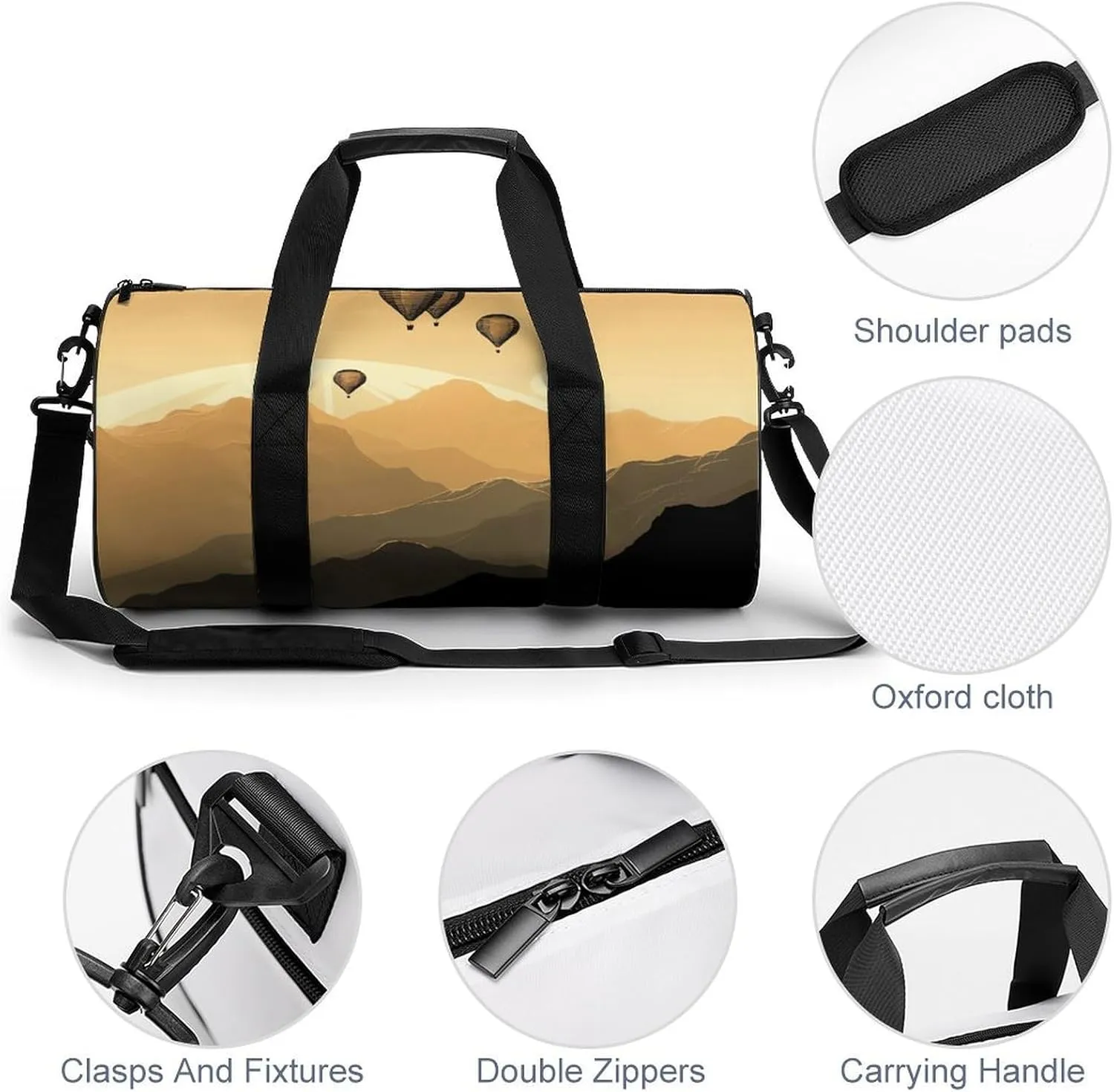 Gym Bag for Men Women Flying over The Mountains Duffel Bag Overnight Bag with Compartment Gym Sackpac