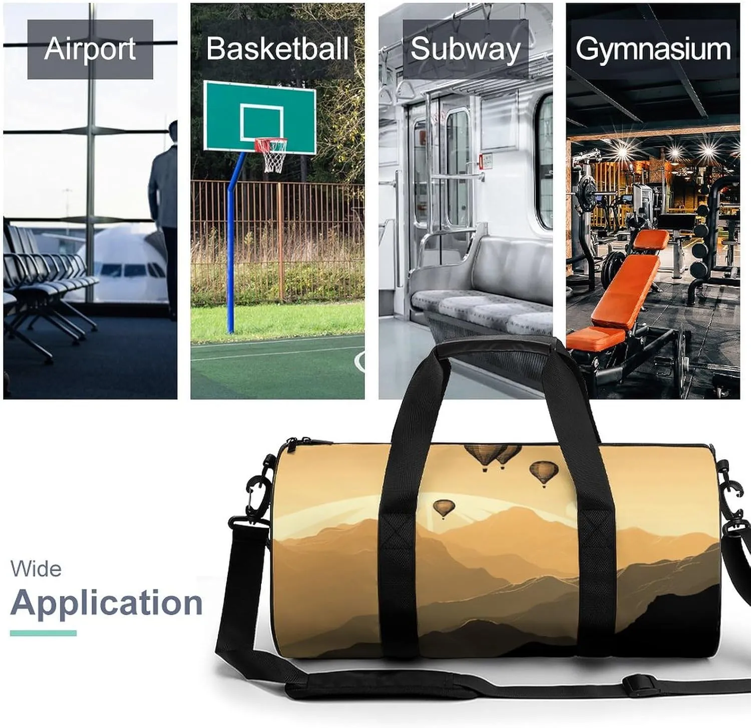 Gym Bag for Men Women Flying over The Mountains Duffel Bag Overnight Bag with Compartment Gym Sackpac