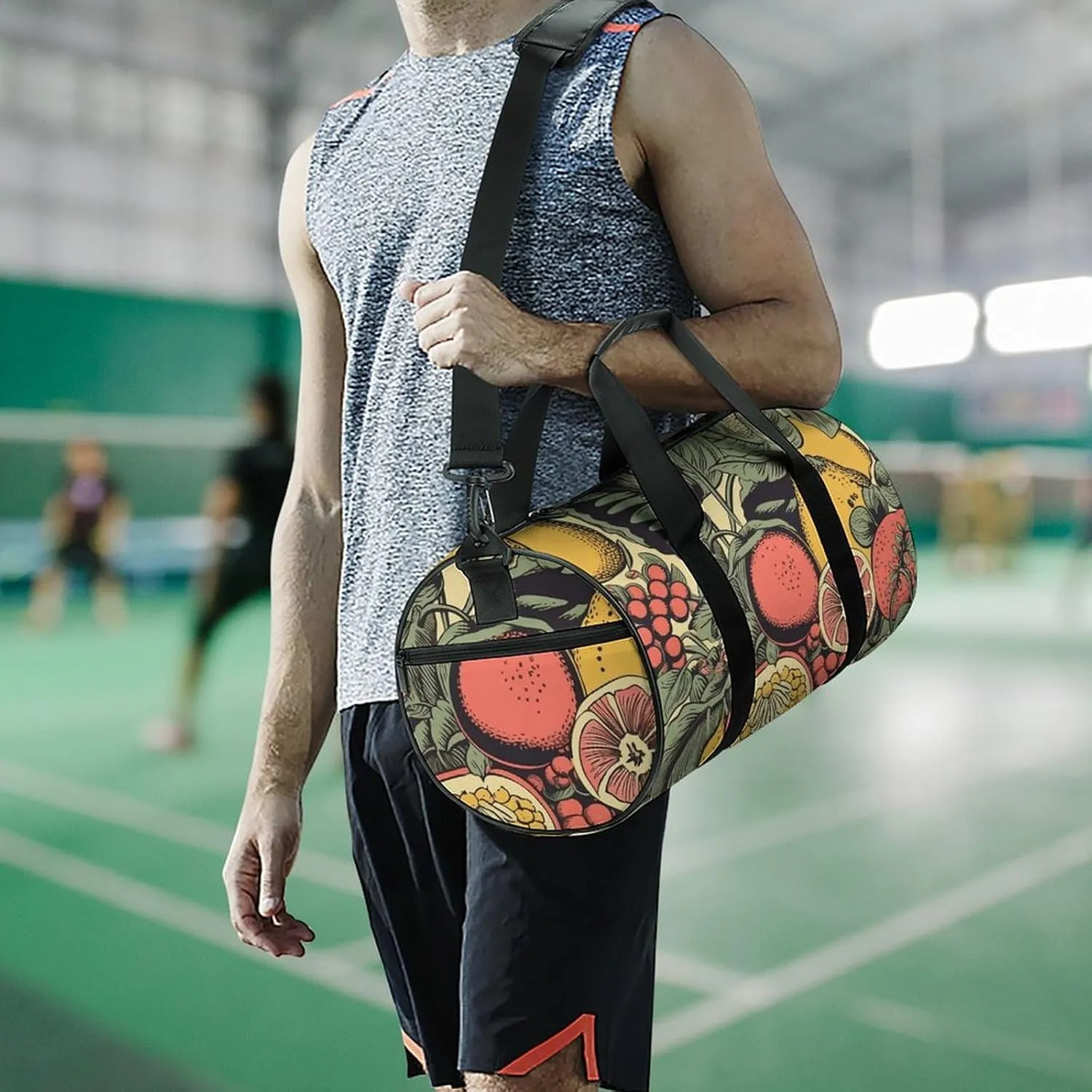 Gym Bag for Men Women Fruits And Leaves Duffel Bag Overnight Bag with Compartment Gym Sackpac