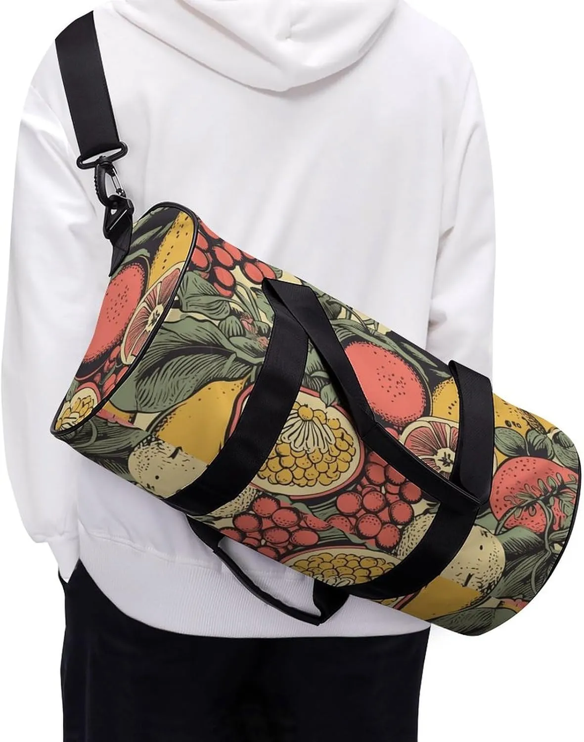 Gym Bag for Men Women Fruits And Leaves Duffel Bag Overnight Bag with Compartment Gym Sackpac