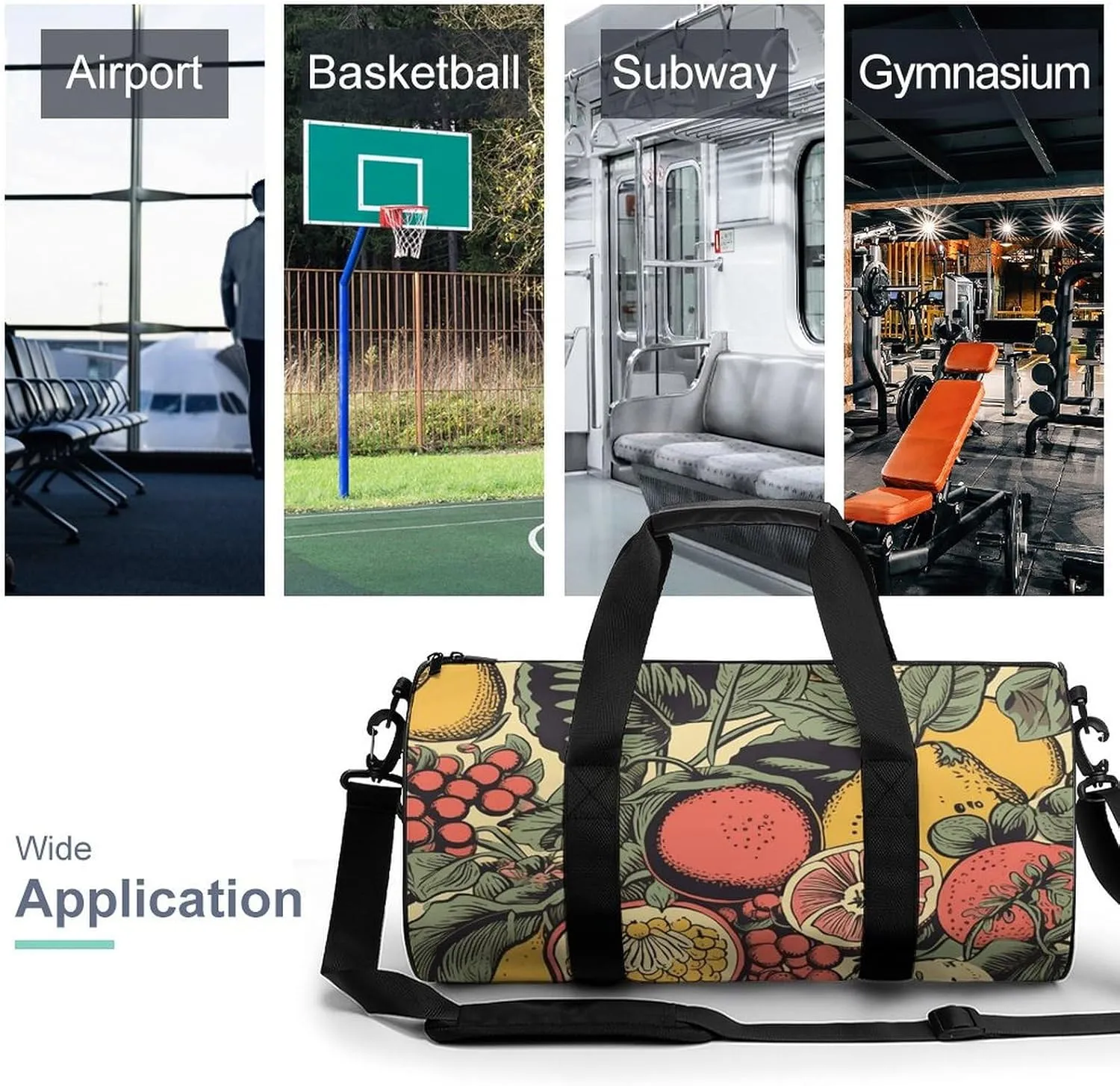 Gym Bag for Men Women Fruits And Leaves Duffel Bag Overnight Bag with Compartment Gym Sackpac