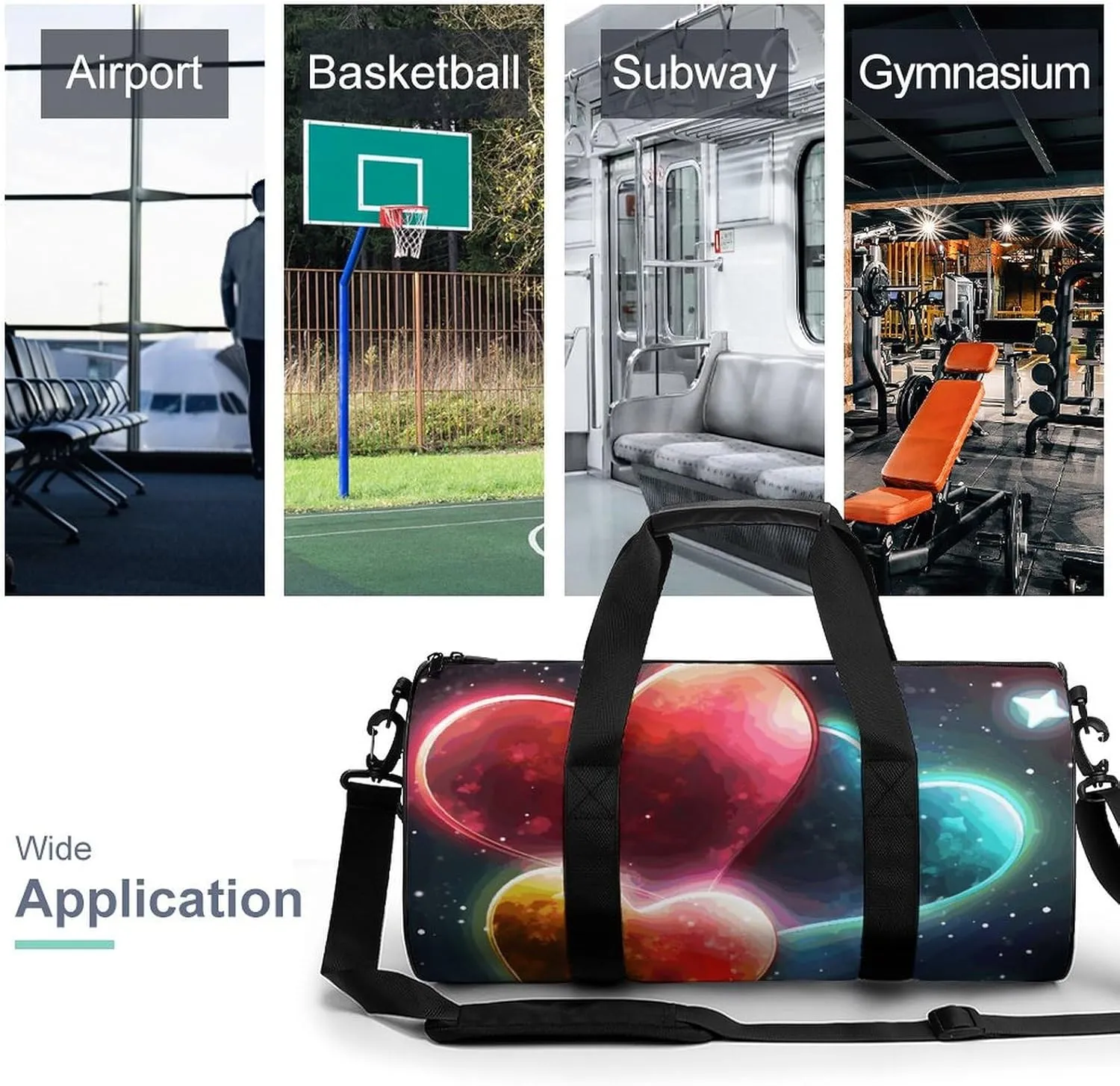 Gym Bag for Men Women Glowing Love Duffel Bag Overnight Bag with Compartment Gym Sackpac