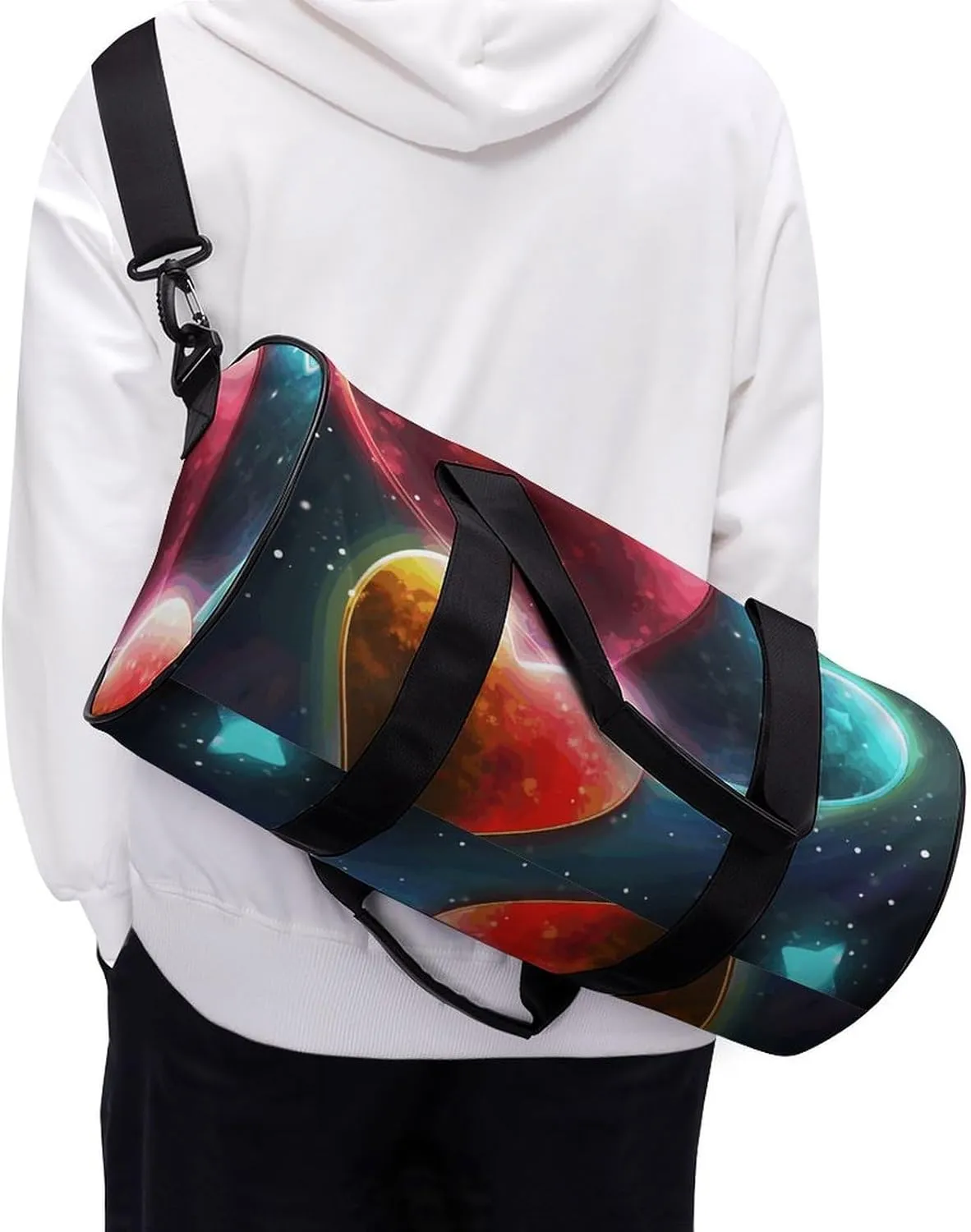 Gym Bag for Men Women Glowing Love Duffel Bag Overnight Bag with Compartment Gym Sackpac