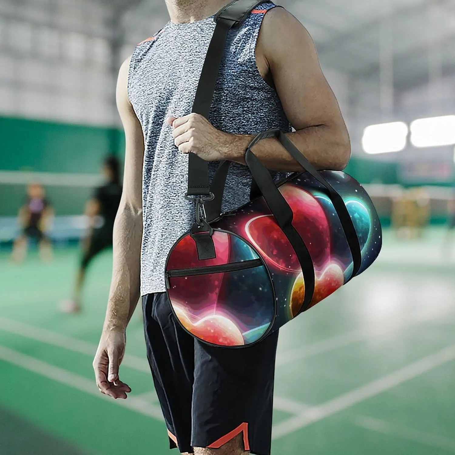 Gym Bag for Men Women Glowing Love Duffel Bag Overnight Bag with Compartment Gym Sackpac