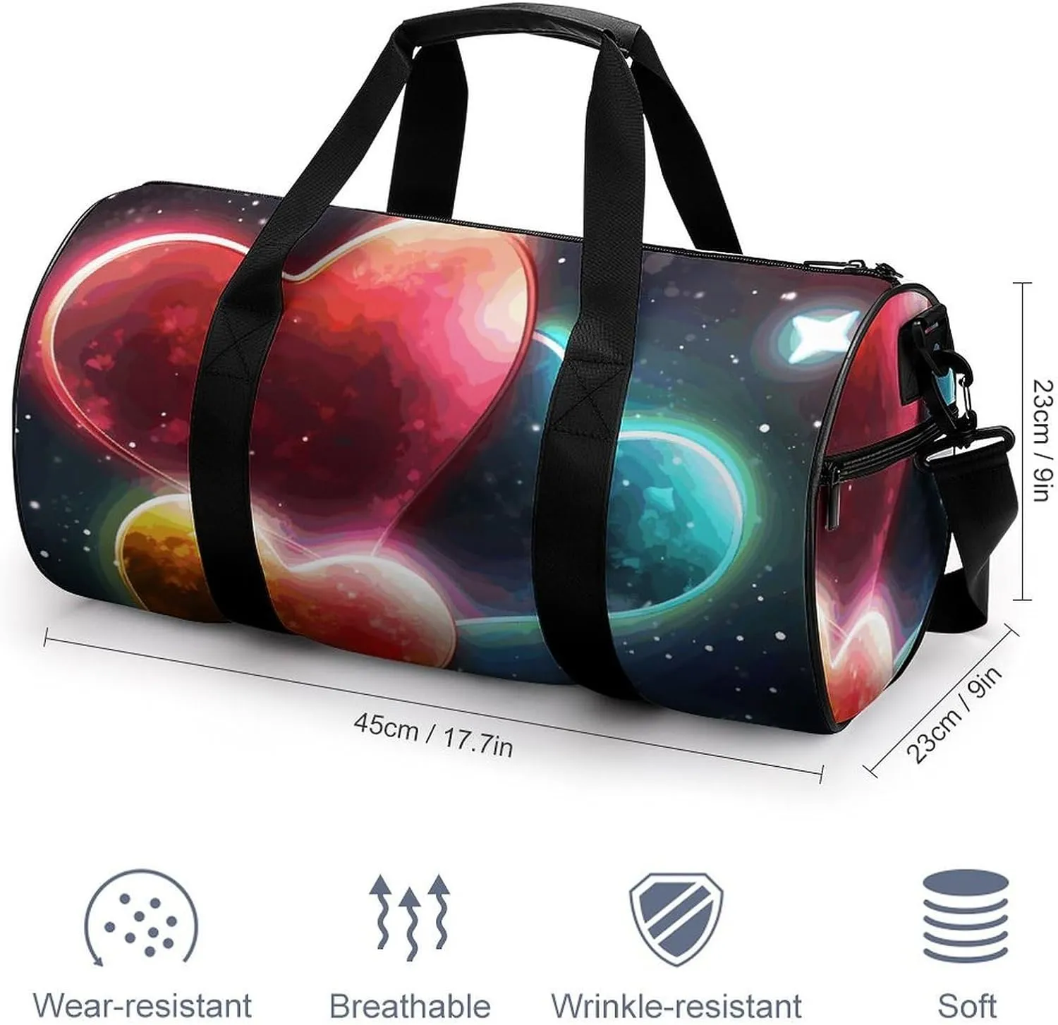 Gym Bag for Men Women Glowing Love Duffel Bag Overnight Bag with Compartment Gym Sackpac