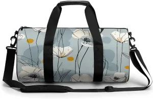 Gym Bag for Men Women Light Blue Petals Duffel Bag Overnight Bag with Compartment Gym Sackpac