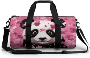 Gym Bag for Men Women Pink Panda Cotton Duffel Bag Overnight Bag with Compartment Gym Sackpac