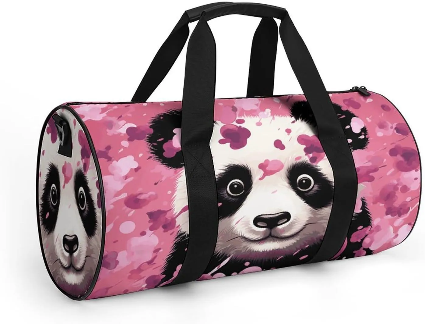 Gym Bag for Men Women Pink Panda Cotton Duffel Bag Overnight Bag with Compartment Gym Sackpac