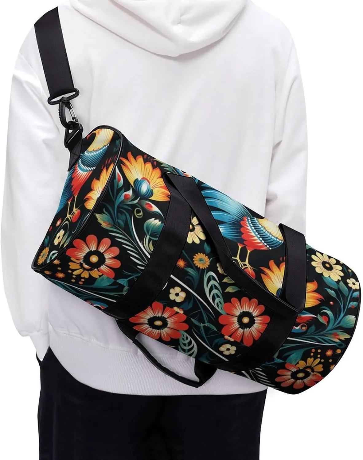 Gym Bag for Men Women Polish Folk Art Pattern Duffel Bag Overnight Bag with Compartment Gym Sackpac