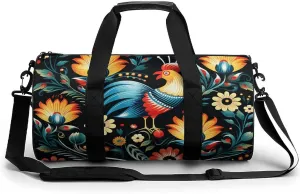Gym Bag for Men Women Polish Folk Art Pattern Duffel Bag Overnight Bag with Compartment Gym Sackpac