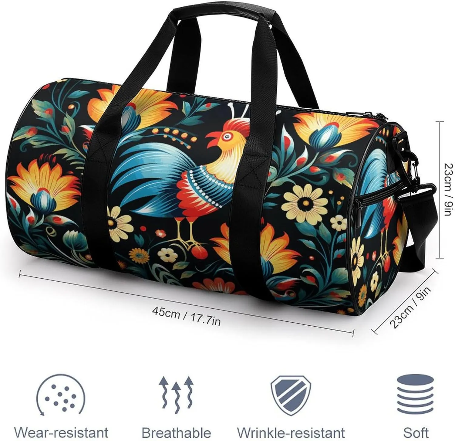 Gym Bag for Men Women Polish Folk Art Pattern Duffel Bag Overnight Bag with Compartment Gym Sackpac