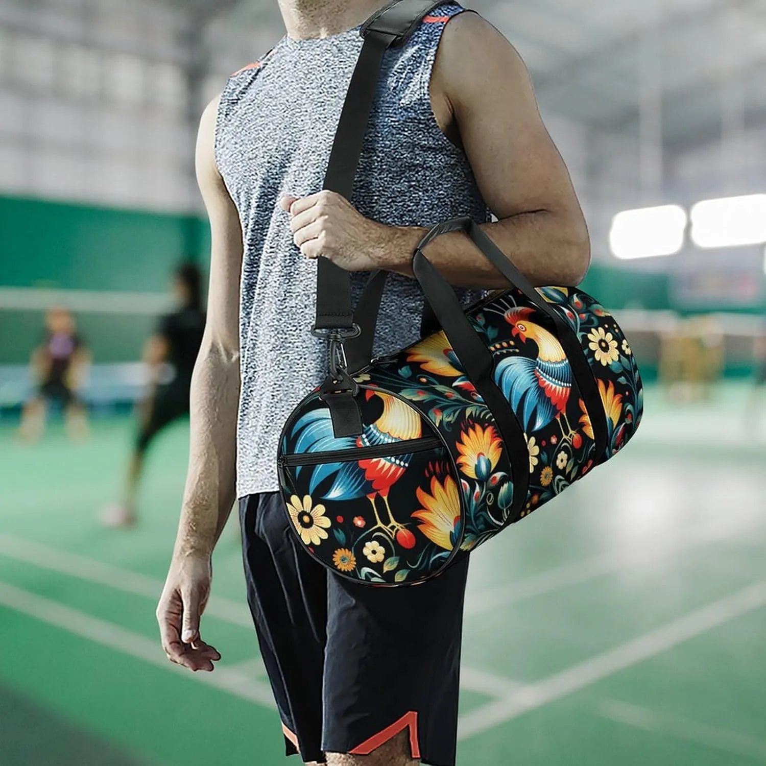 Gym Bag for Men Women Polish Folk Art Pattern Duffel Bag Overnight Bag with Compartment Gym Sackpac