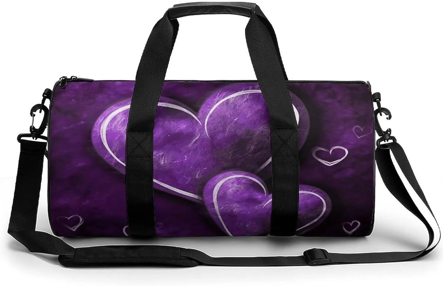 Gym Bag for Men Women Purple Hearts Duffel Bag Overnight Bag with Compartment Gym Sackpac