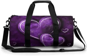 Gym Bag for Men Women Purple Hearts Duffel Bag Overnight Bag with Compartment Gym Sackpac