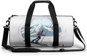 Gym Bag for Men Women Skiing Theme Duffel Bag Overnight Bag with Compartment Gym Sackpac