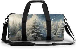 Gym Bag for Men Women Snow Wonderland Pine Tree Christmas Duffel Bag Overnight Bag with Compartment Gym Sackpac