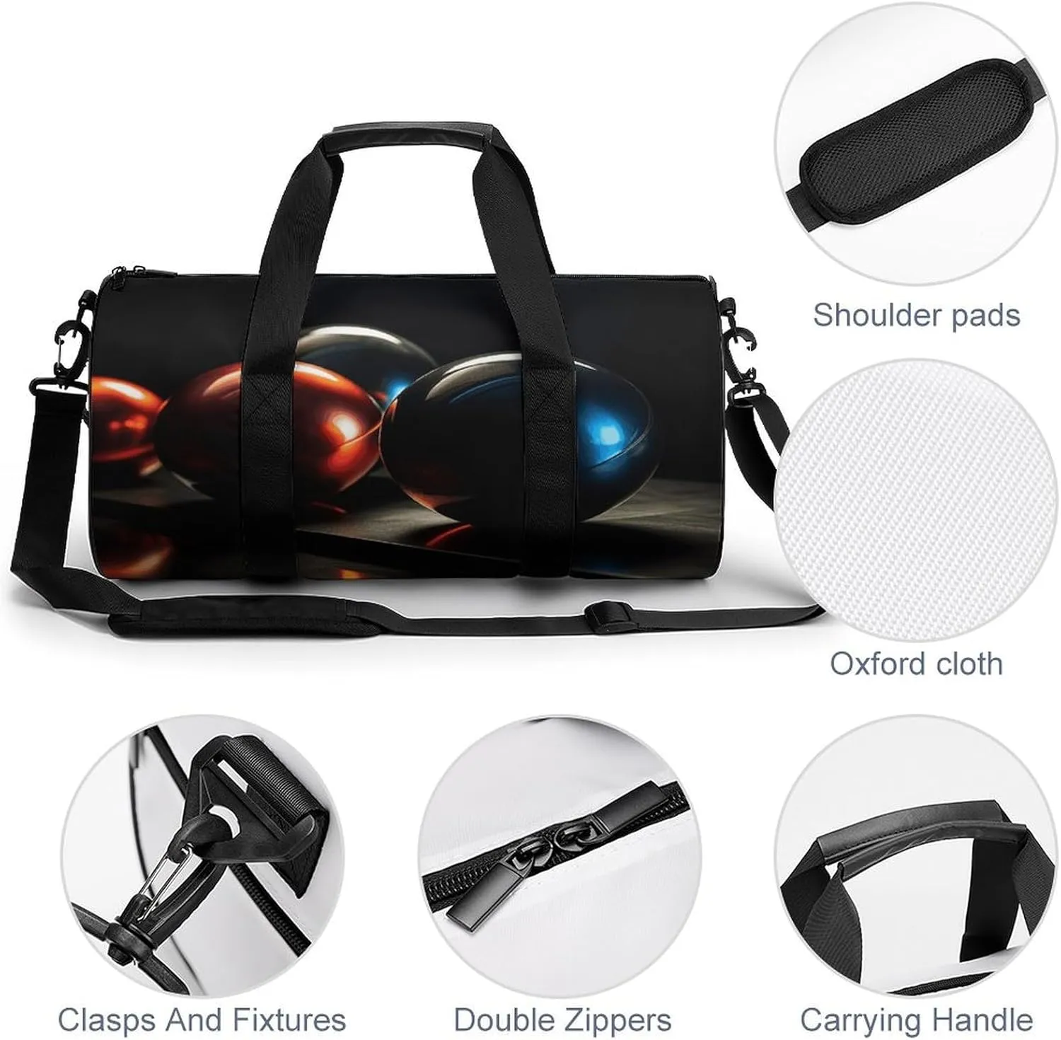 Gym Bag for Men Women Spherical Duffel Bag Overnight Bag with Compartment Gym Sackpac