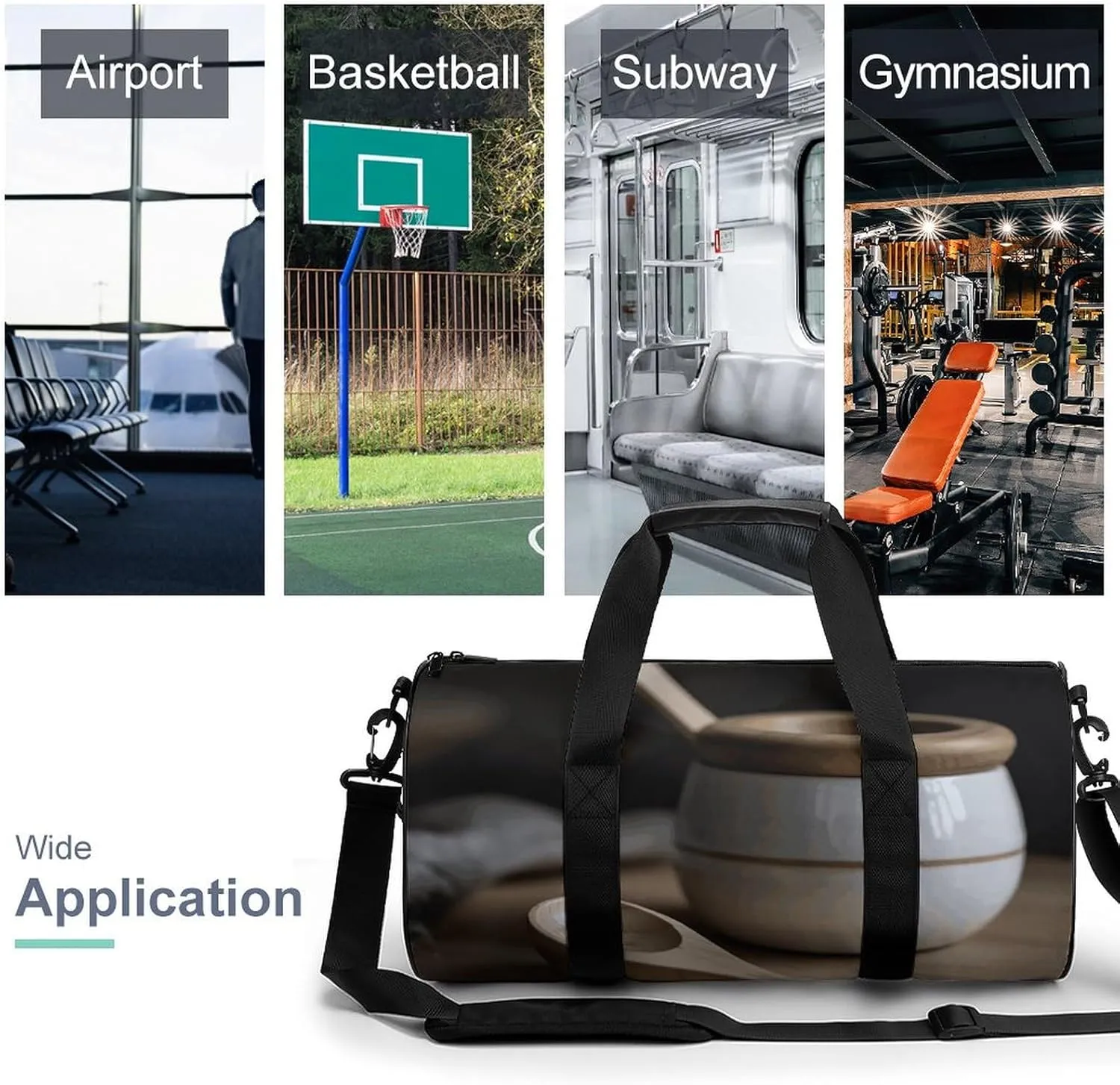 Gym Bag for Men Women Storage Jars And Spoons Duffel Bag Overnight Bag with Compartment Gym Sackpac
