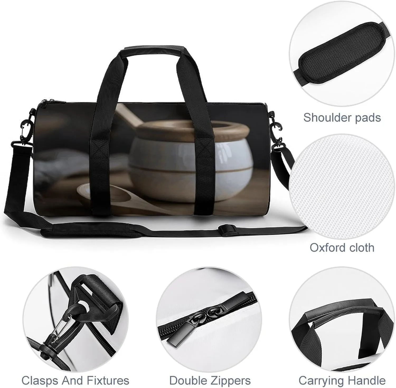Gym Bag for Men Women Storage Jars And Spoons Duffel Bag Overnight Bag with Compartment Gym Sackpac