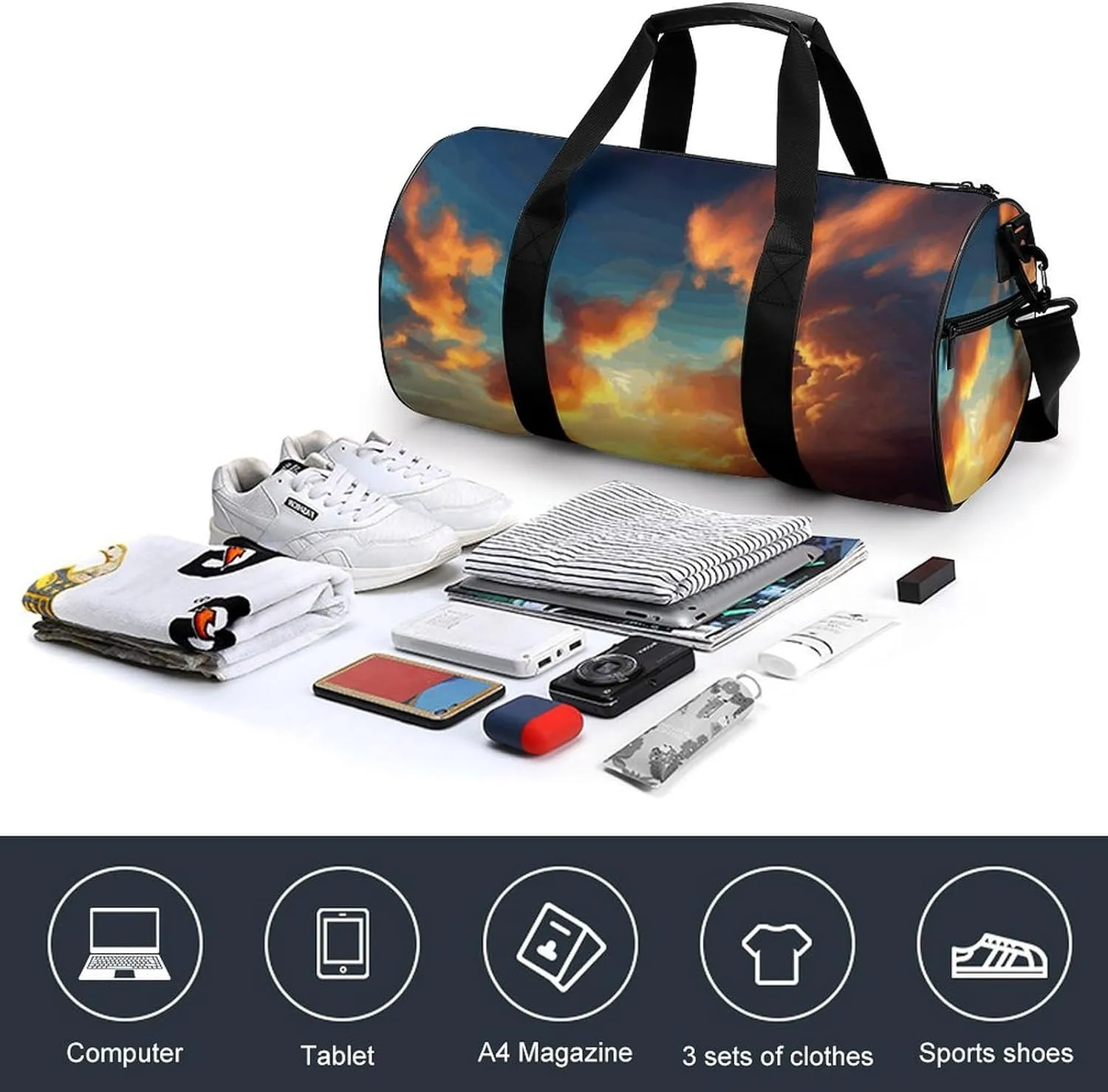 Gym Bag for Men Women Sunset Duffel Bag Overnight Bag with Compartment Gym Sackpac
