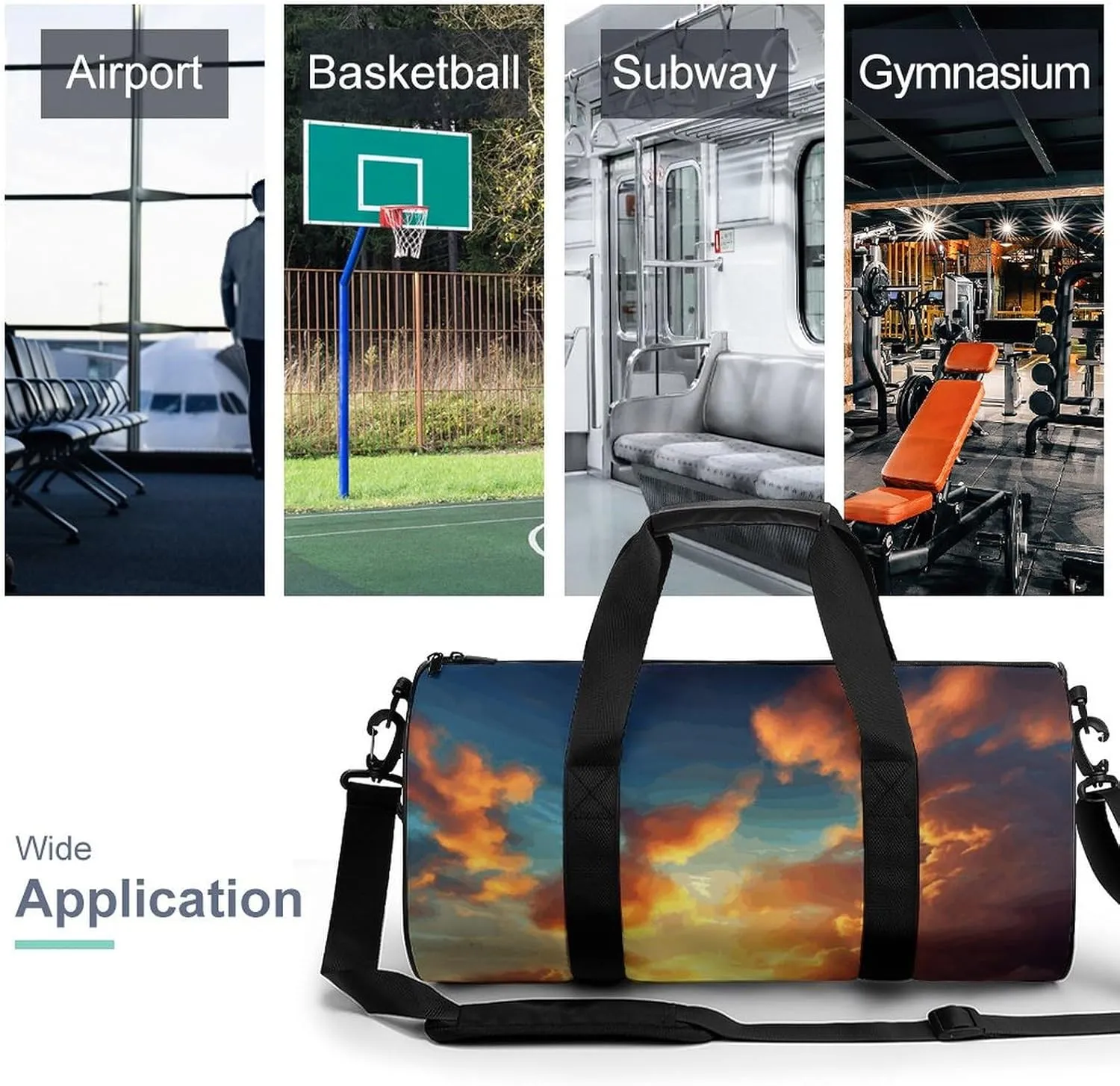 Gym Bag for Men Women Sunset Duffel Bag Overnight Bag with Compartment Gym Sackpac