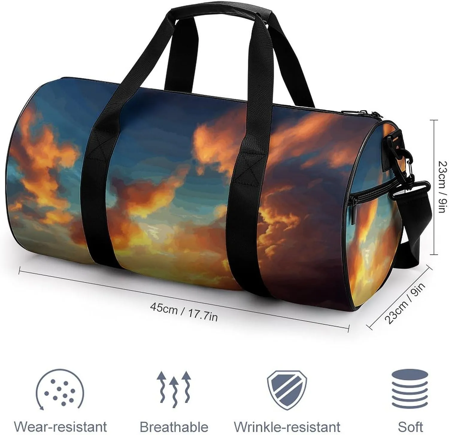 Gym Bag for Men Women Sunset Duffel Bag Overnight Bag with Compartment Gym Sackpac