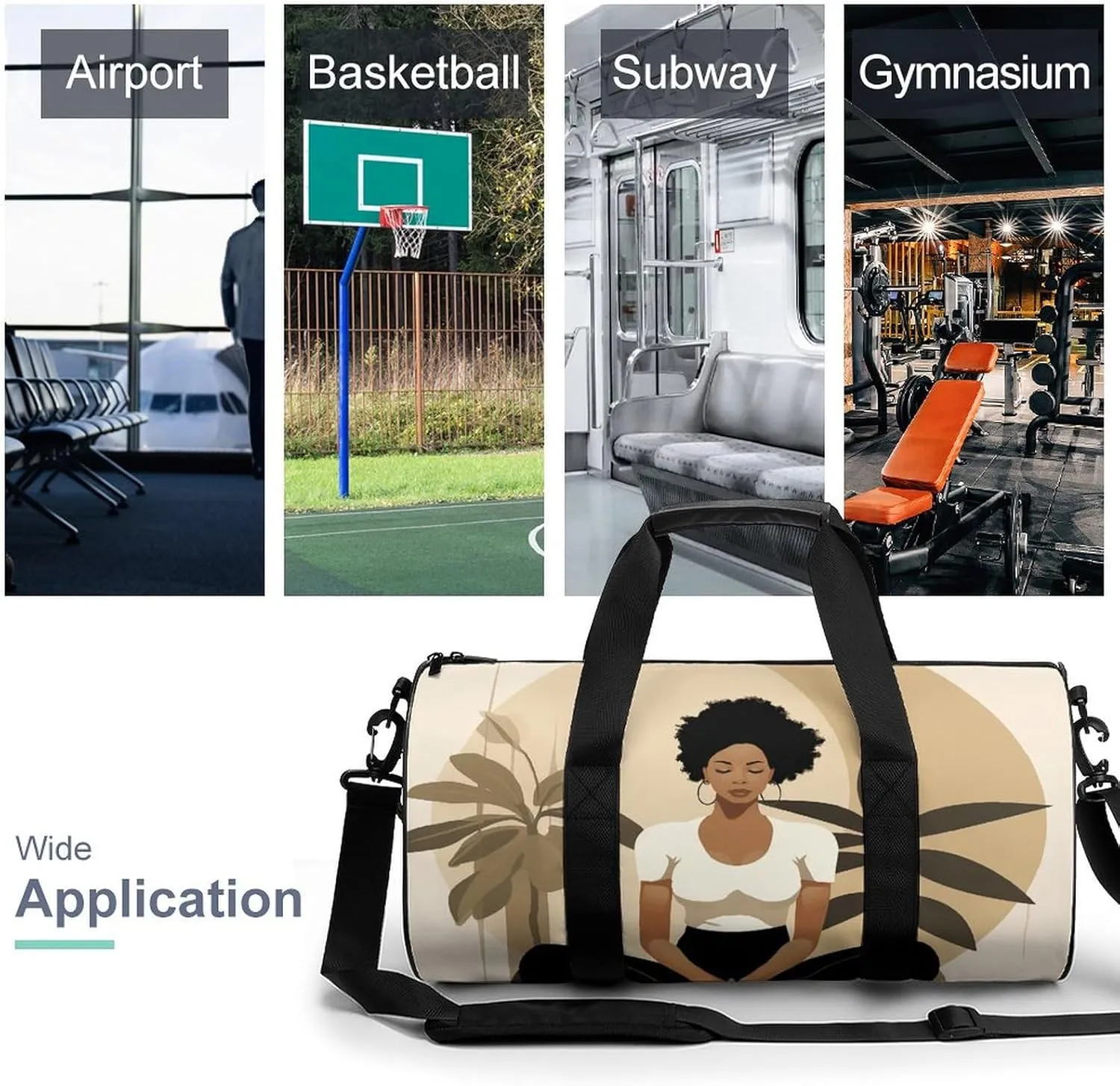 Gym Bag for Men Women Yoga Poses Duffel Bag Overnight Bag with Compartment Gym Sackpac