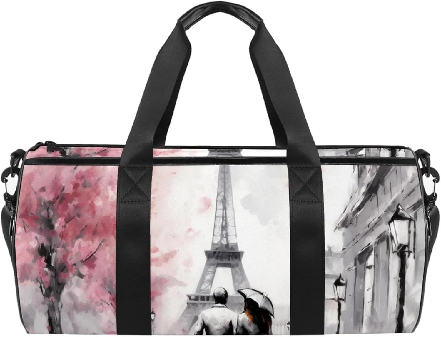 Gym Bags for Men,Travel Duffel Bags for Women,Cherry Blossoms Street Paris,Workout Bag