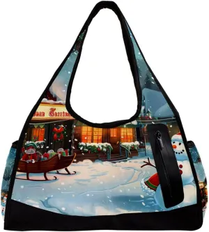 Gym Bags for Men,Travel Duffel Bags for Women,Santa Claus Snowman Reindeer,Workout Bag