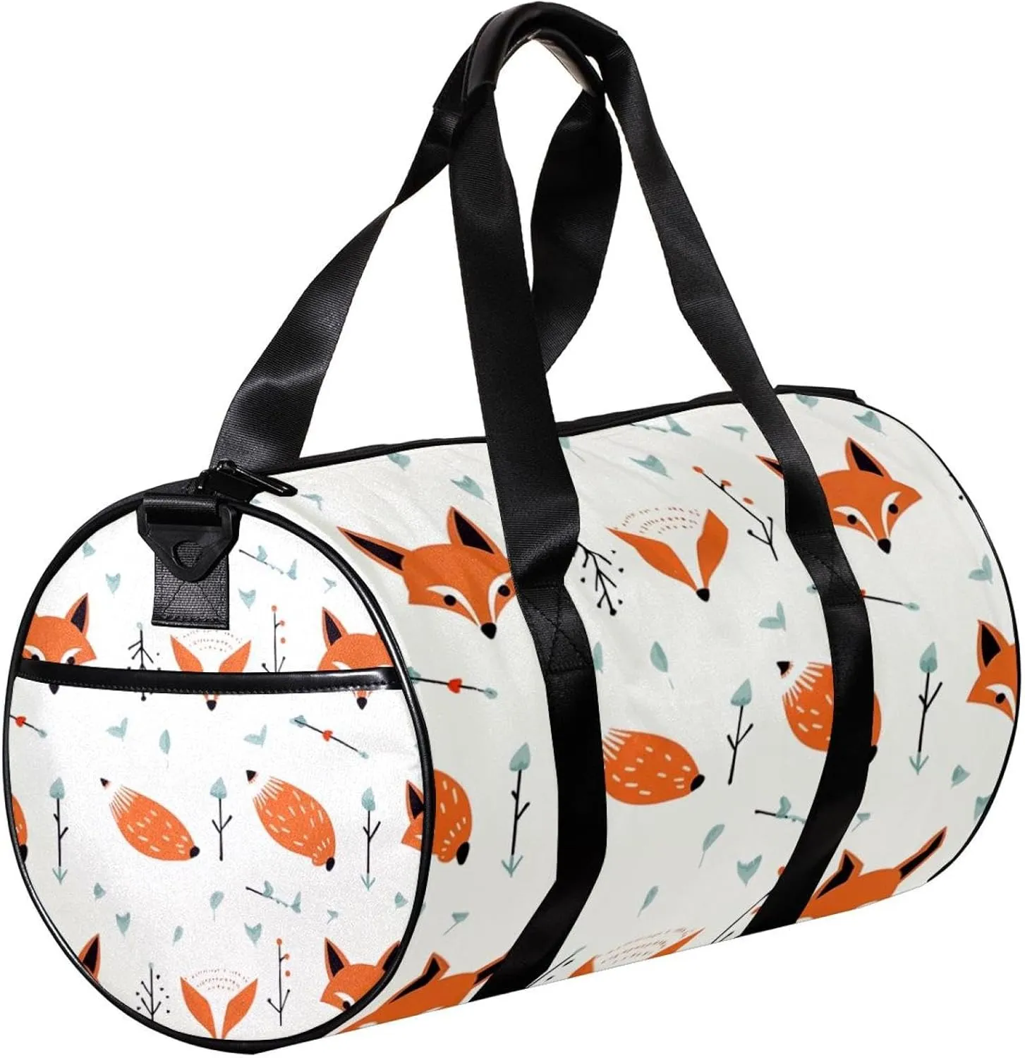 Gym Bags for Men,Travel Duffel Bags for Women,Vector Pattern with Foxes and Arrows,Workout Bag