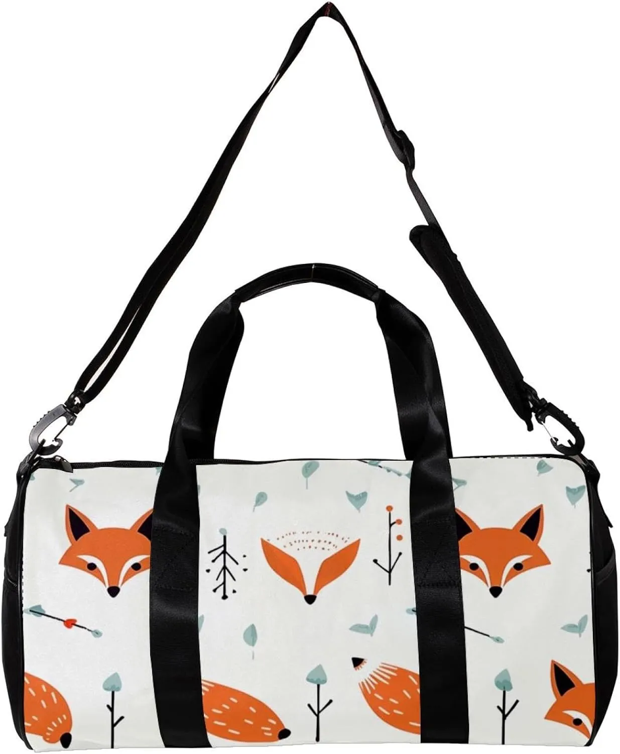 Gym Bags for Men,Travel Duffel Bags for Women,Vector Pattern with Foxes and Arrows,Workout Bag