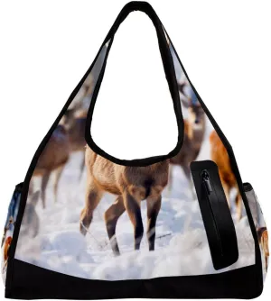 Gym Bags for Women,Duffle Bag for Travel,Family Forest Noble Deer,Gym Bag for Men