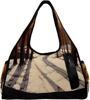 Gym Bags for Women,Duffle Bag for Travel,Winter Forest Tree Path,Gym Bag for Men