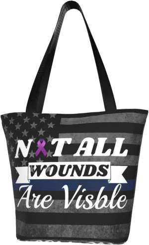 Gynecological Cancer Awareness Not All Wounds Are Visible Fashion Shoulder Bag Large Capacity For Man Or Woman