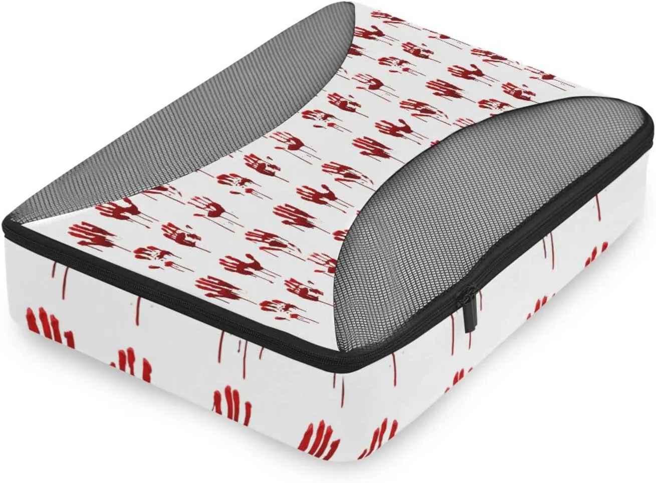 Halloween Bloody Hand Prints Set Horror and Dirty Bleeding Red Palm 4 PCs Set Packing Bags, Luggage Organizer Bag, Portable Cube Toiletry bag, Durable Travel Cosmetic Storage Bag for Men Women
