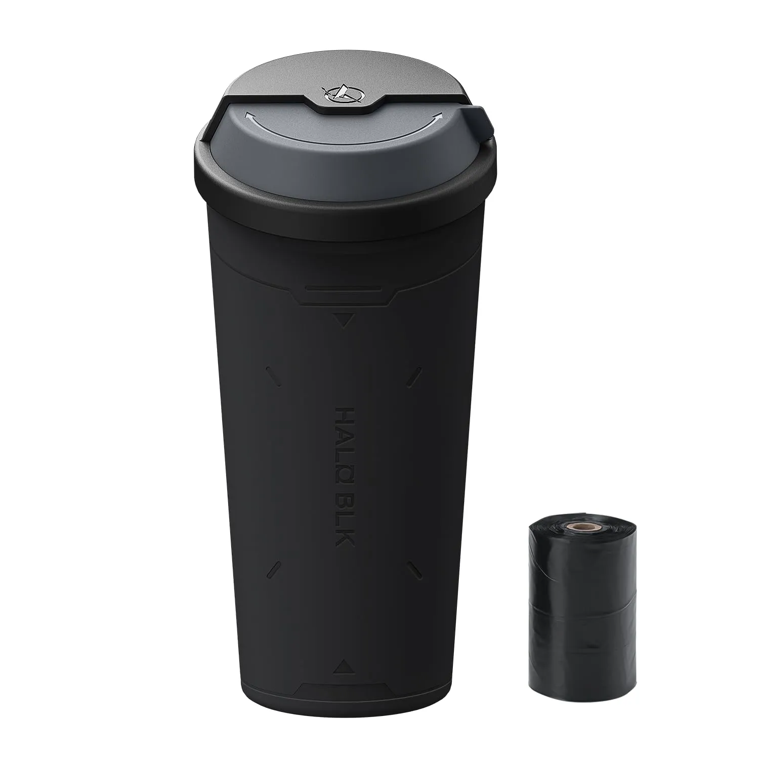 HALOBLK Car Trash Can [Space Exploration Edition] with 180° Rotating Lid, Comes with 15 Trash Bags, Black