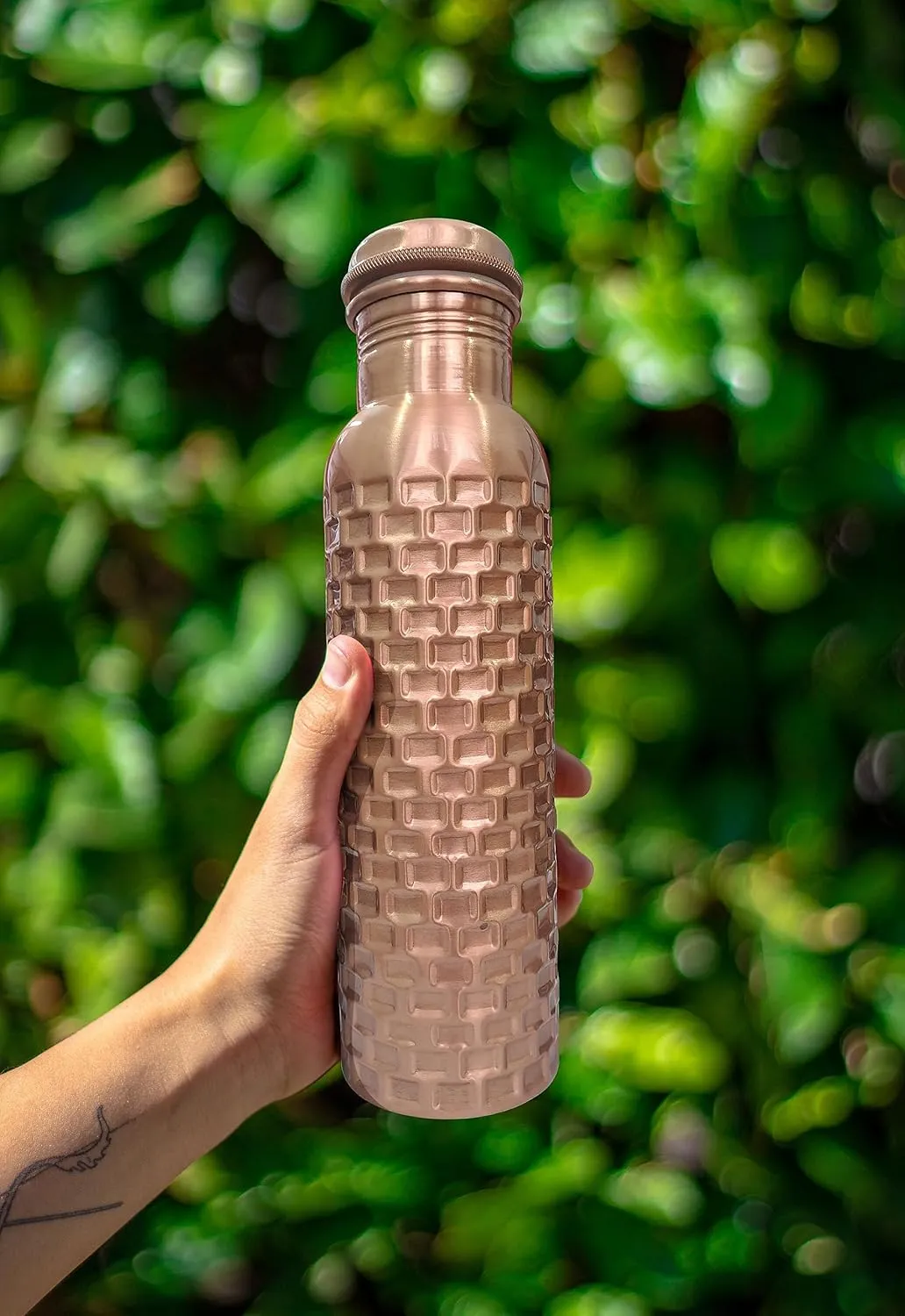 Handcrafted Copper Drinking Water Bottle - Ayurvedic Copper Vessel - 32 oz