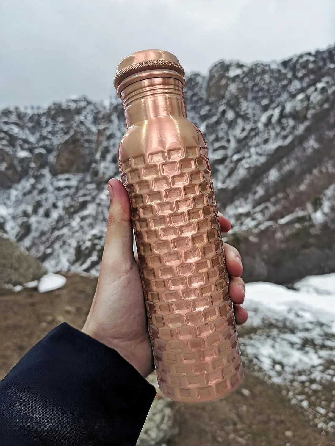 Handcrafted Copper Drinking Water Bottle - Ayurvedic Copper Vessel - 32 oz