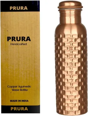 Handcrafted Copper Drinking Water Bottle - Ayurvedic Copper Vessel - 32 oz