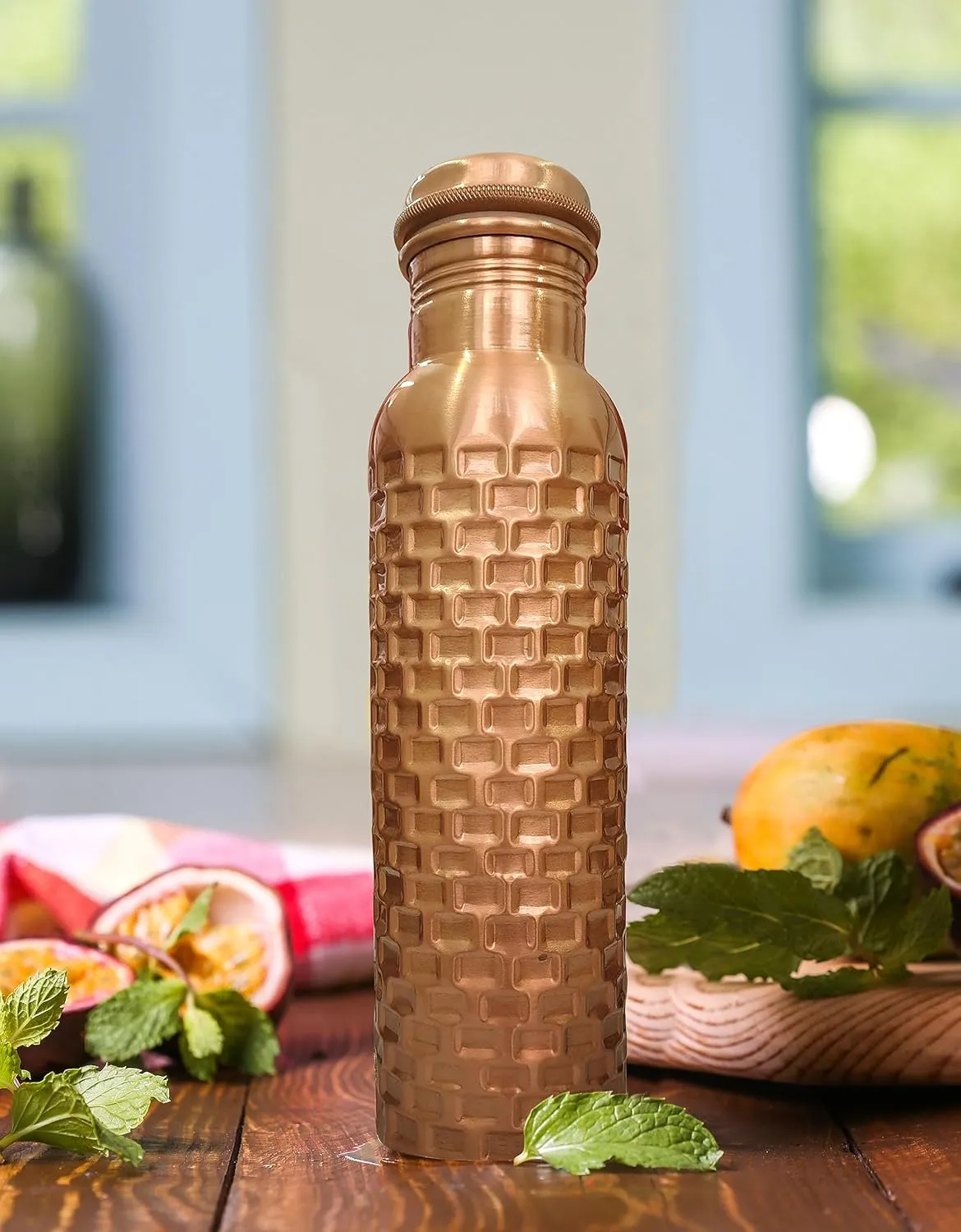 Handcrafted Copper Drinking Water Bottle - Ayurvedic Copper Vessel - 32 oz