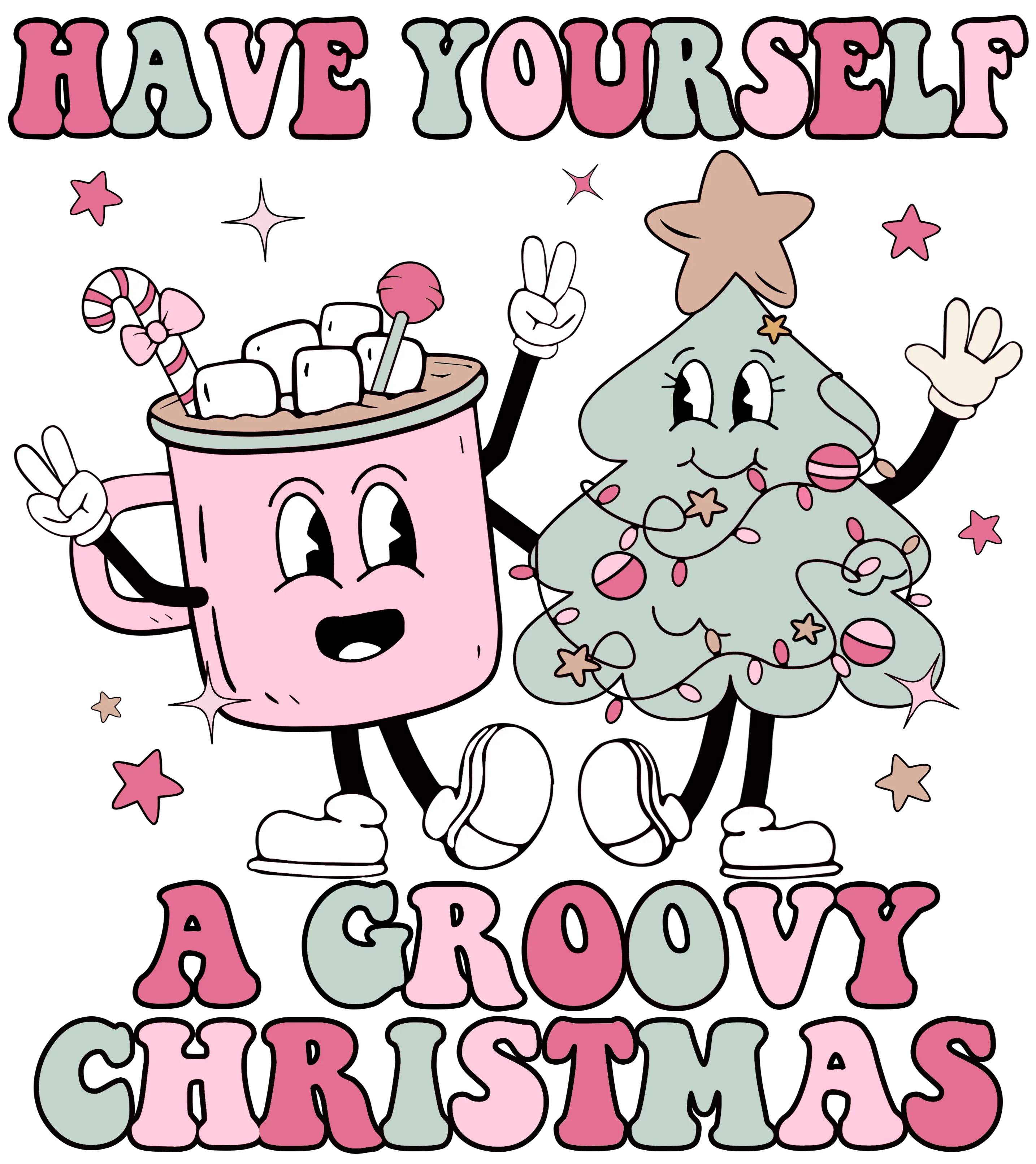 Have Yourself a Groovy Christmas DTF (direct-to-film) Transfer