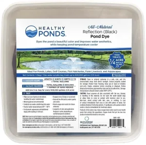 Healthy Ponds Pond Water Dye, Reflection (Black), 5 x 5 oz Water Soluble Bags, Treats up to 2.5 Million Gallons