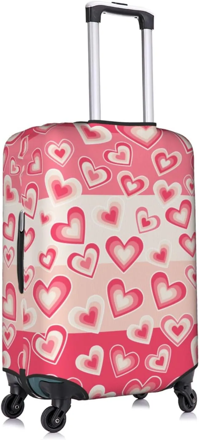 Hearts Pattern Luggage Covers Travel Suitcase Cover Protector Fit 18-32 Inch Luggage