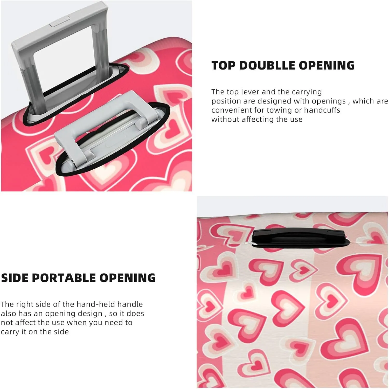 Hearts Pattern Luggage Covers Travel Suitcase Cover Protector Fit 18-32 Inch Luggage