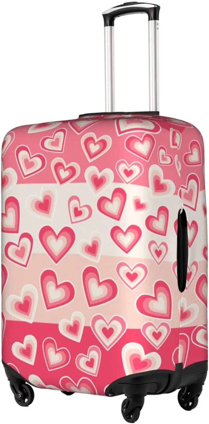 Hearts Pattern Luggage Covers Travel Suitcase Cover Protector Fit 18-32 Inch Luggage