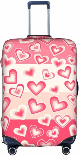 Hearts Pattern Luggage Covers Travel Suitcase Cover Protector Fit 18-32 Inch Luggage