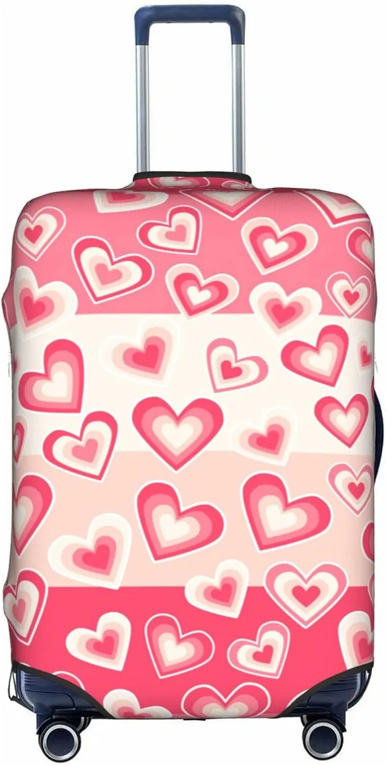 Hearts Pattern Luggage Covers Travel Suitcase Cover Protector Fit 18-32 Inch Luggage
